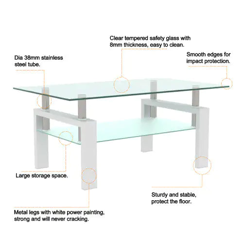 Modern White Glass Coffee Table
