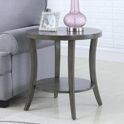 Roundhill Furniture Perth Contemporary Oval Shelf End Table Gray