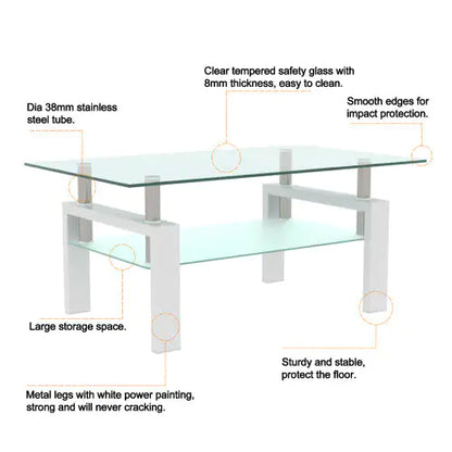 Modern White Glass Coffee Table