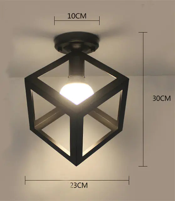 Vintage Black Iron Cage Ceiling Lamp for Home Lighting