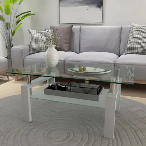 Modern White Glass Coffee Table