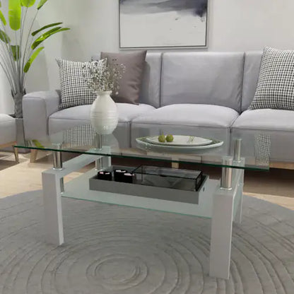 Modern White Glass Coffee Table