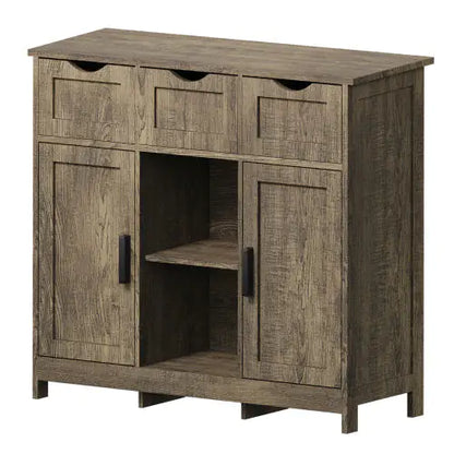 Modern Wooden Storage Cabinet with Drawers &amp; Shelves