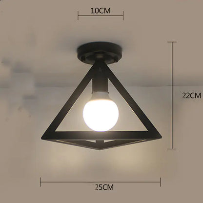 Vintage Black Iron Cage Ceiling Lamp for Home Lighting