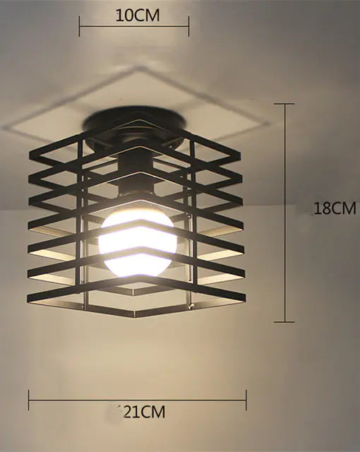 Vintage Black Iron Cage Ceiling Lamp for Home Lighting