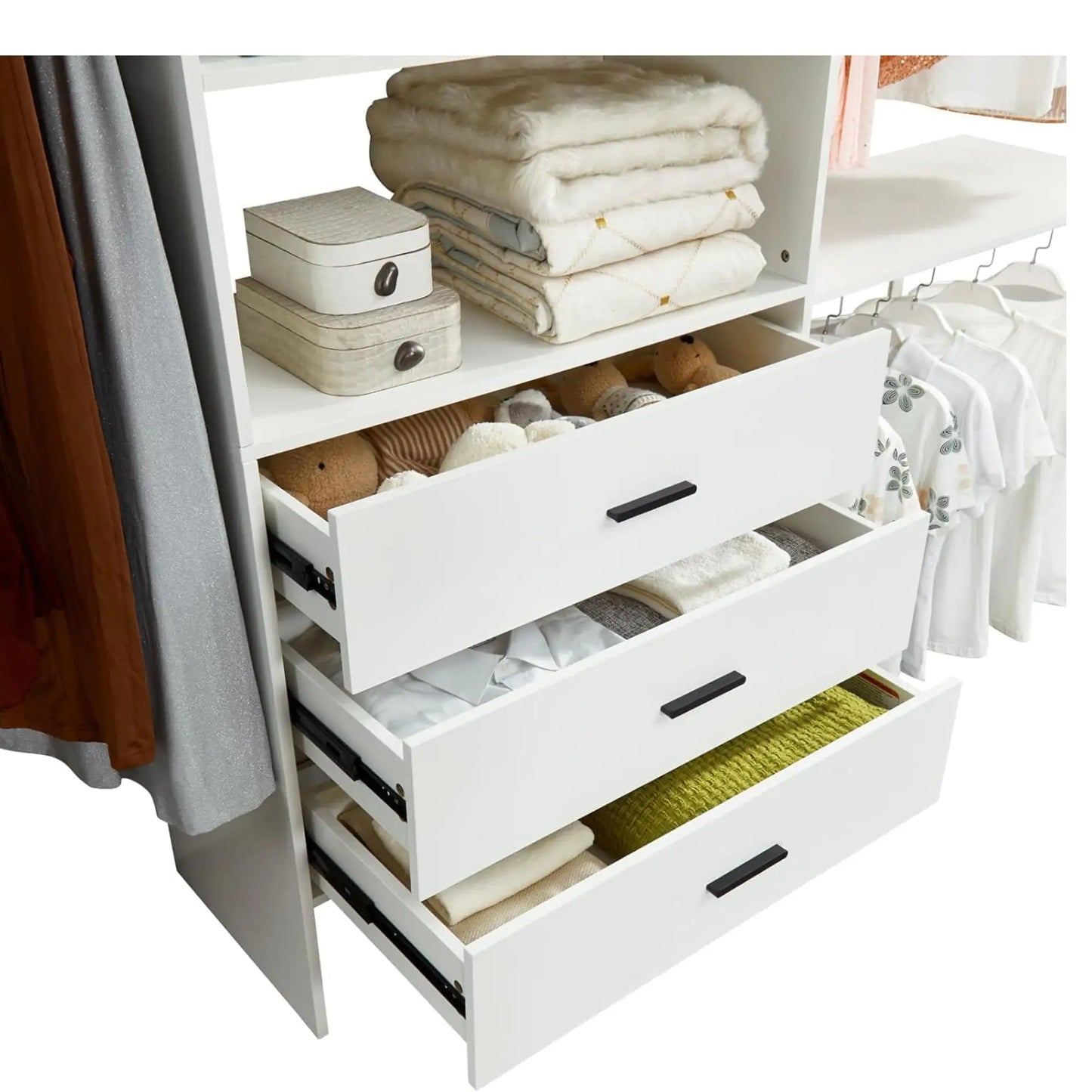 Contemporary Closet Organizer with Drawers