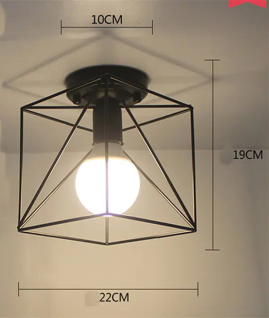 Vintage Black Iron Cage Ceiling Lamp for Home Lighting