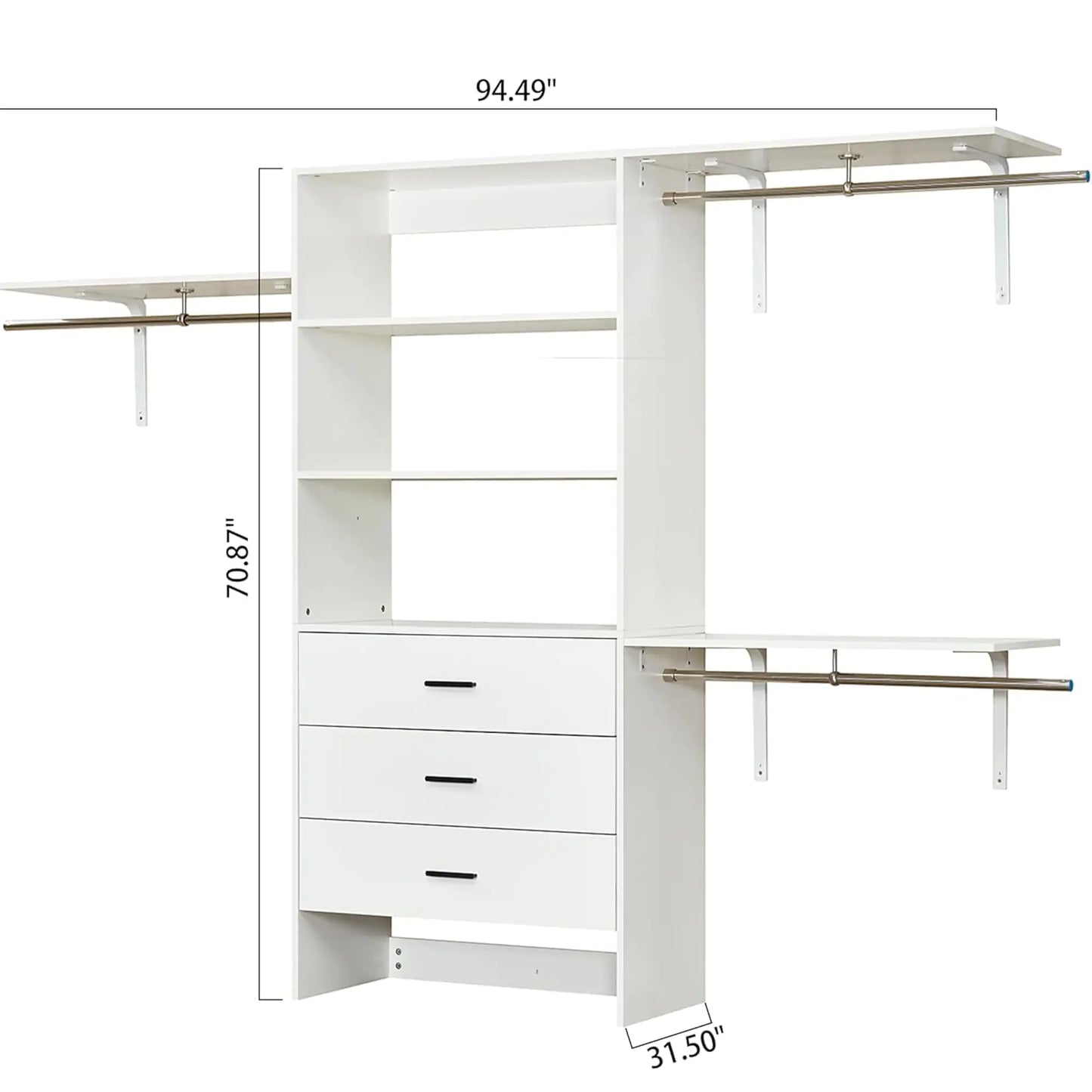Contemporary Closet Organizer with Drawers