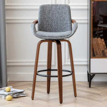 Mid-Century Swivel Wooden Bar Stool
